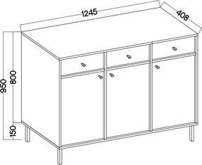 Komoda TORINO 125 cm do Salonu Sypialni Odcienie zieleni