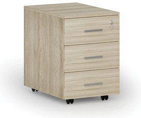 Kontener biurowy mobilny SOLID, 3 szuflady, dąb naturalny