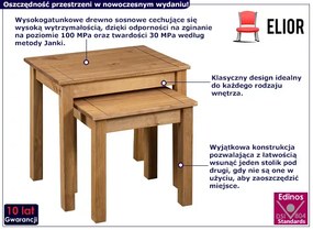 Zestaw 2 stolików wsuwanych pod siebie drewno sosnowe Cortez 6X