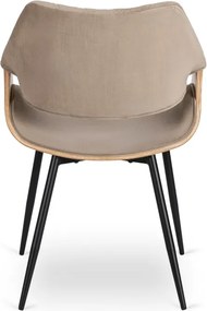 Krzesło Tapicerowane z Drewna Giętego do Salonu DAKOTA Beżowe/Dąb złoty Welurowe Nowoczesne Loft