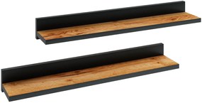 Komplet Półek Czarny Ściennych 2 Szt + Dąb Craft Z6-R89