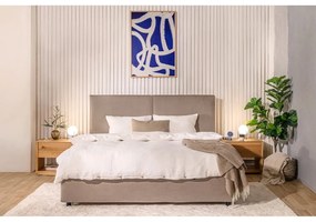 Szarobrązowe tapicerowane łóżko dwuosobowe ze schowkiem z materacem i stelażem 180x200 cm Myra Bold – Bonami Selection