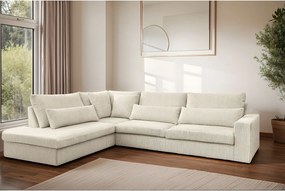 Narożnik w kształcie L SVEN, tkanina Poso, Ecru, Lewy