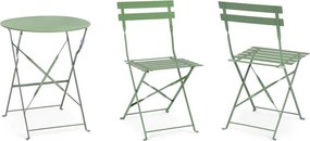 Szałwiowy stalowy zestaw mebli ogrodowych dla 2 osób Austin – Bizzotto