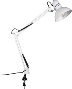 Biała lampa stołowa z elastyczną konstrukcją/z klipsem (wysokość 73,5 cm) Tajo – Trio