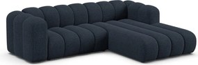 Ciemnoniebieski narożnik z tkaniny szenilowej (prawostronny/z szezlongiem) Lupine – Micadoni