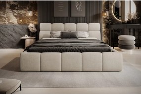Łóżko GIULIA tapicerowane z pojemnikiem na pościel kolor Beżowy WERSAL