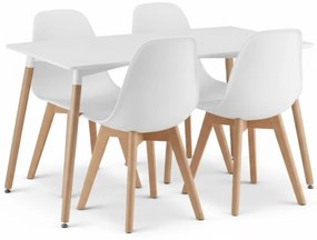 Zestaw jadalniany 1 + 4, biały stół ADRIA 120x80 cm + białe krzesło KITO