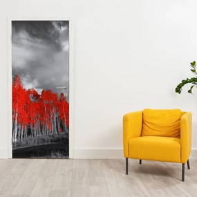 Fototapeta na drzwi - Czerwone drzewa (95x205cm)
