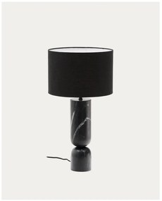 Czarna marmurowa lampa stołowa z tekstylnym kloszem (wysokość 57 cm) Vex – Kave Home