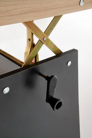 Rozkładany ławo-stół, podnoszony, dąb artisan/czarny 120-160/70/61-72 ERIKA