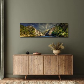 Obraz krajobrazu z jeziorem (170x50 cm)