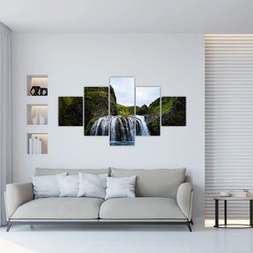 Obraz klifu z wodospadem (125x70 cm)