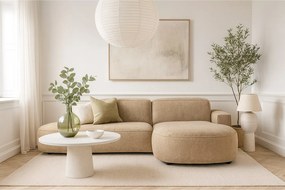 Narożnik modułowy CURSAL G prawostronny  271×166×73 cm – jasno brązowy Raven 34, zaokrąglone leżanki, wolnostojący