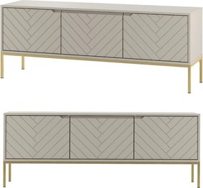 Szafka RTV w jodełkę Aspen 01 cashmere/złoty 150 cm