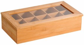 Kesper 58901 Organizer na herbatę bambusowy, 10 przegródek, 36 x 20 x 9 cm