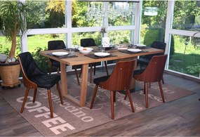 Krzesło do jadalni MCW-A75 (zestaw 6 sztuk),  sztuczna skóra czarna