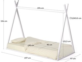 Białe łóżko dziecięce z litego drewna bukowego w kształcie domku ze stelażem 90x190 cm Maralis – Kave Home