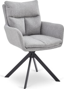 Zestaw Stół Rozkładany Ceramiczny REX 2 180-240 cm Biały Marmur/Czarny i 4 Krzesła Tapicerowane PAUL Szare Nowoczesne