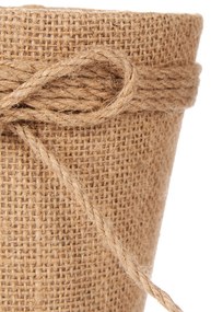 Osłonka na doniczkę pleciona z jutową kokardą, Ø 13 cm