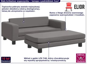 Szara kanapa dziecięca z podnóżkiem C5-G81
