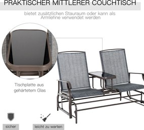 Metalowa ławka ogrodowa 2osobowa krzesło bujane z stołem huśtawka ogrodowa brązowa elegancja i komfort | Aosom PL