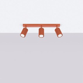 Lampa sufitowa minimalistyczny Gloow, aluminium - 3 źródło światła 4000K - L.45 x H.16.5 cm - ochra czerwona