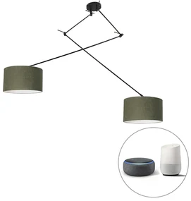 Inteligentna lampa wisząca czarna z abażurem 35 cm zielona zawiera 2 Wifi A60- Blitz Nowoczesny Oswietlenie wewnetrzne