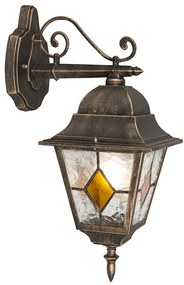 Antyczna zewnętrzna lampa ścienna brązowa - Antigua Down