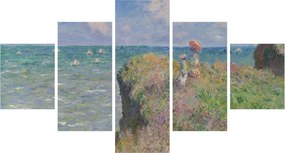 Obraz - Claude Monet, Cliff Walk at Pourville, reprodukcje (125x70 cm)