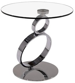 Pomocniczy stolik JOLINE - Przezroczyste szkło hartowane i stalowa noga