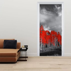 Fototapeta na drzwi - Czerwone drzewa (95x205cm)