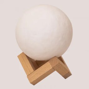 Bezprzewodowa Lampka Stołowa Led Z Drewna Moon Kids Biała - Sklum