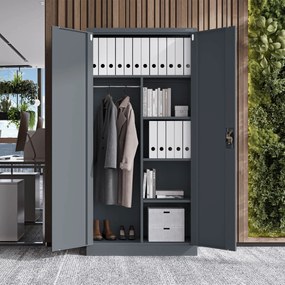 Szafa gospodarcza metalowa DAWID, 900 x 1850 x 450 mm, antracytowa