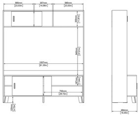 Biało-naturalny zestaw pod TV w dekorze dębu 159x181x48 cm Ikast – Tvilum