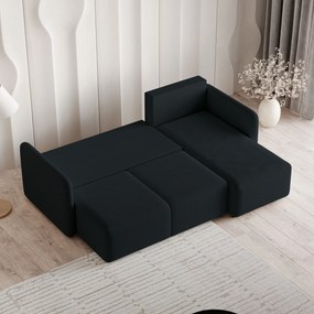 Masseno Narożnik SUVINO z funkcją spania i pojemnikiem na pościel Narozniki L, Rozkładana sofa - Czarny, QUELLE 100