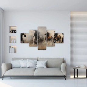 Obraz - Obraz olejny przedstawiający konie (125x70 cm)
