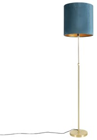 Lampa stojąca złota/mosiężna z niebieskim aksamitnym abażurem 40/40 cm - Parte klasyczny/Antyczny Oswietlenie wewnetrzne