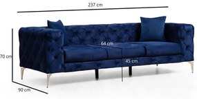 Ciemnoniebieska aksamitna sofa 237 cm Como – Artie