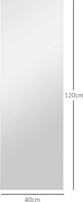 HOMCOM Lustro pełnowymiarowe LED, ściemnialne, bezramowe, z kontrolą dotykową, 40 x 120 cm