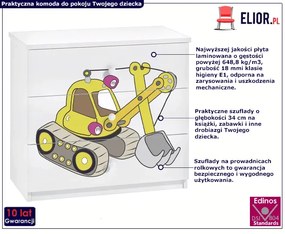 Dziecięca komoda z motywem koparki Zofrox