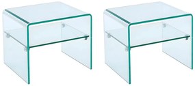 Zestaw 2 szafek nocnych - 1 półka - Szkło hartowane - STILEOS