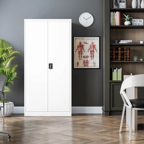 Szafa gospodarcza zamykana DAWID 900 x 1850 x 450 mm, biała