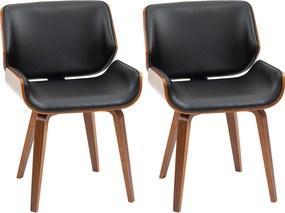 HOMCOM Zestaw 2 krzeseł do jadalni w stylu vintage, drewno, pokrycie z tkaniny, pianka, czarny