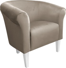 Fotel Milo tkanina Welur wygodny fotel tapicerowany do salonu i sypialni : Kolor nogi - Biała, Kolor tkaniny - VELVET - MG09, Wysokość nogi - 20 cm