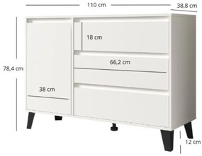 Komoda z Szufladami do Salonu BORVO 110 cm Biała Nowoczesna