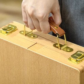 HOMCOM Sztaluga Stołowa Składana, Drewno Bukowe, 27cm x 41,5cm x 74,5cm, Naturalna