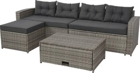 Zestaw polirattanowy MCW-J34 (4-częściowy),  szary, ciemnoszare poduszki