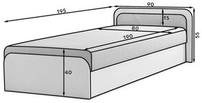 Tapicerowane/z płyty wiórowej łóżko jednoosobowe ze schowkiem z materacem 80x190 cm w kolorze ochry/brązowe Parys – ELTAP