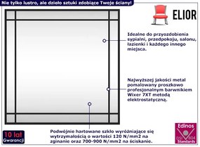 Kwadratowe lustro z czarną ramą w stylu loft - Gromix 6X